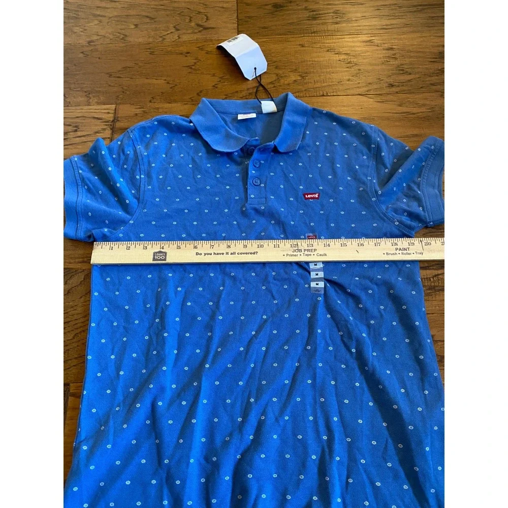 Levis Housemark Polo Shirt Mens Medium Blue Geometric Print Performance